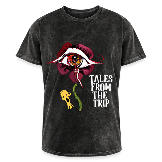 Datura Mineral Wash T-Shirt (White Text) - mineral black